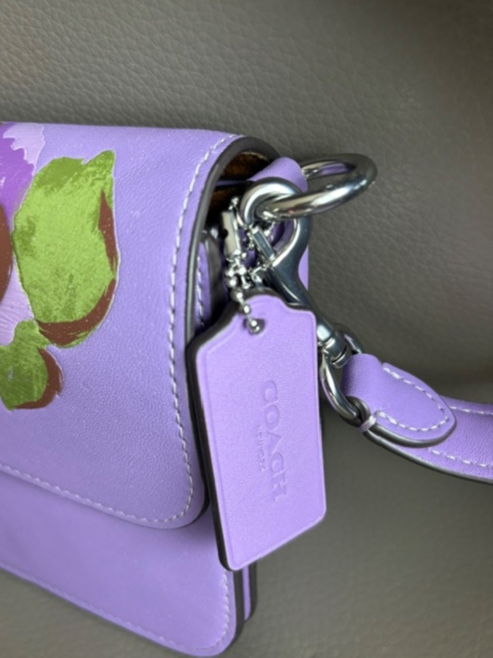 COACH Morgan Iris Multi Shoulder Bag with Rose Print lavender NWT - Picture 7 of 16
